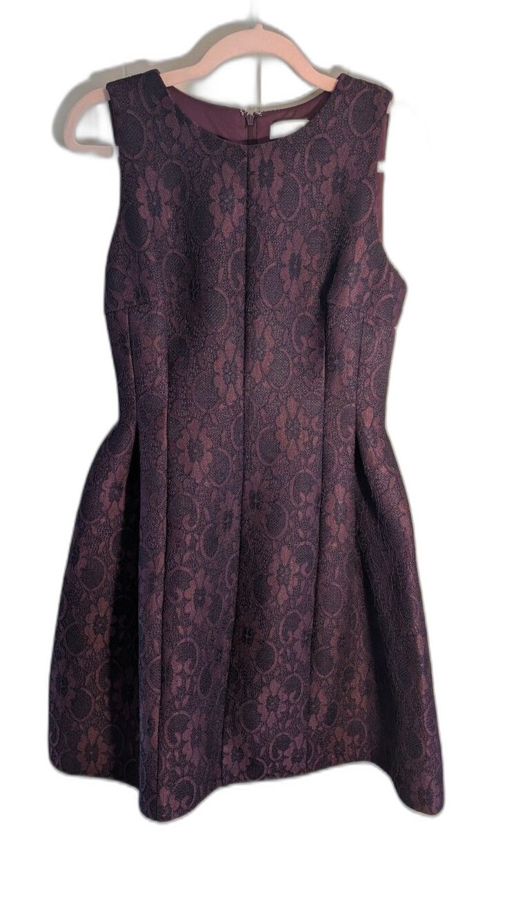 Calvin Klein Size 6 Purple Floral Lace Fit & Flare Scuba Dress Romantic